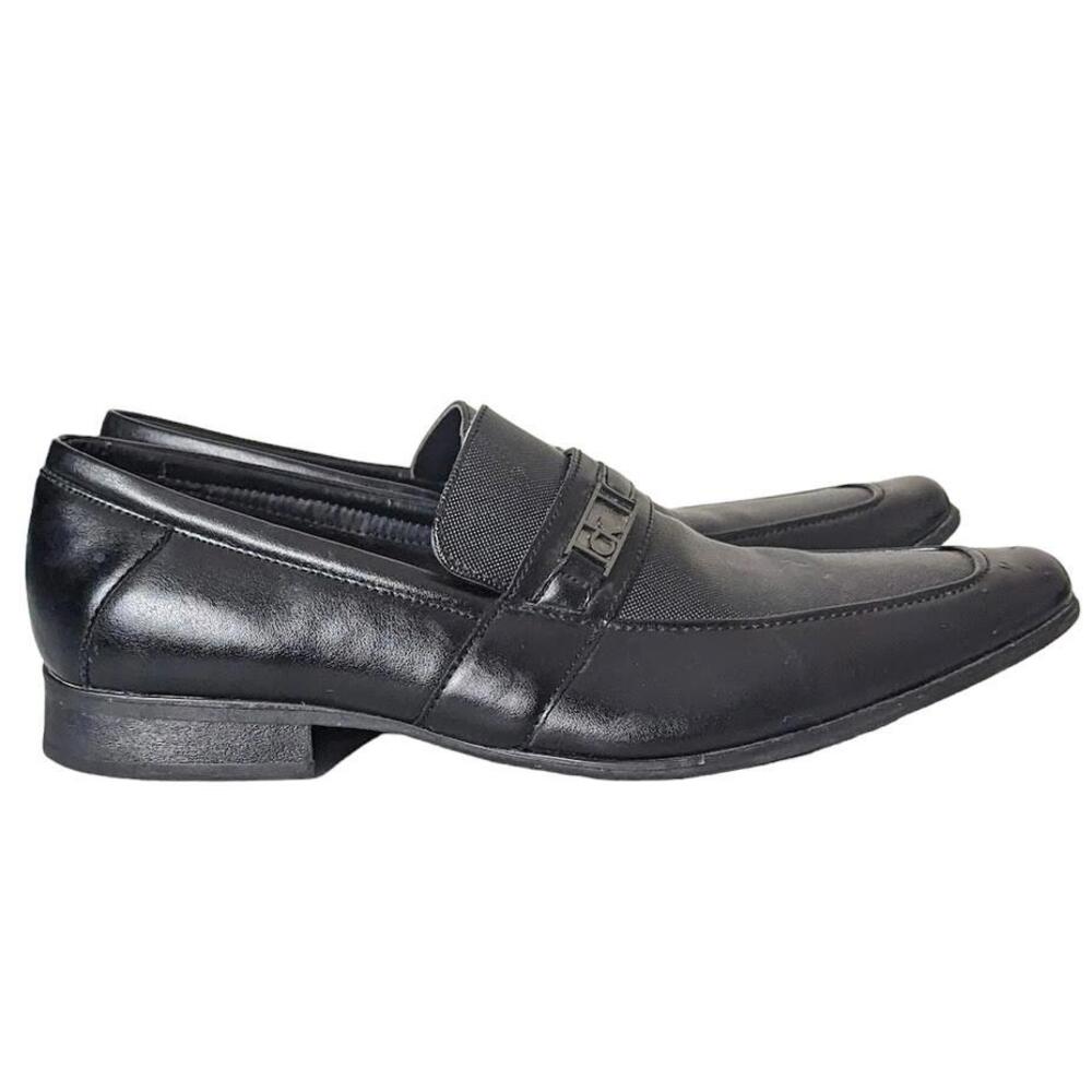 Calvin Klein Barley Loafers Black Leather Dress Shoes Classic Preppy 12/EU 45.5